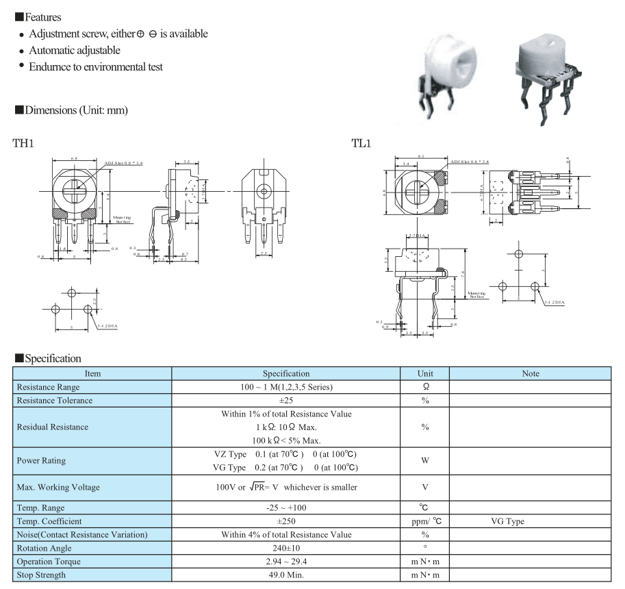 VG067北陸可調電阻規(guī)格書